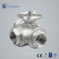 Three Way Stainless Steel Ball Valve with Mounting Pad